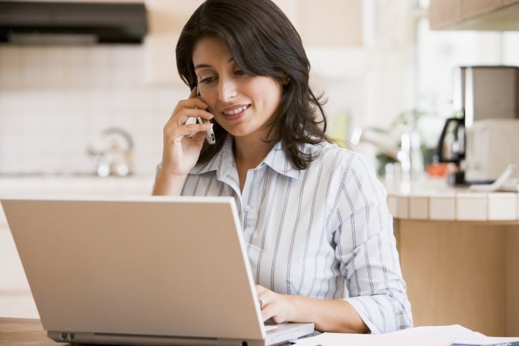 work at home telecommute laptop phone 