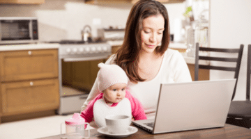 mom working home