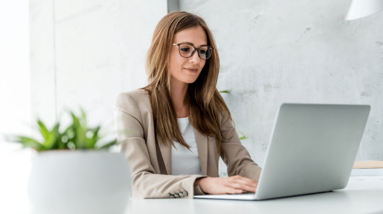 woman laptop office