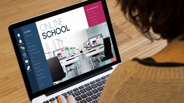 woman online school