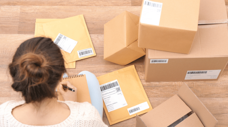 woman shipping boxes