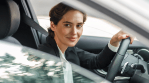 businesswoman car