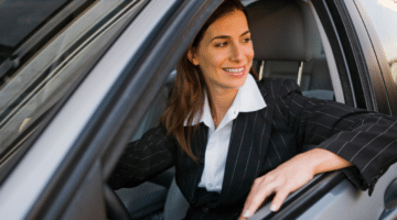 businesswoman company car