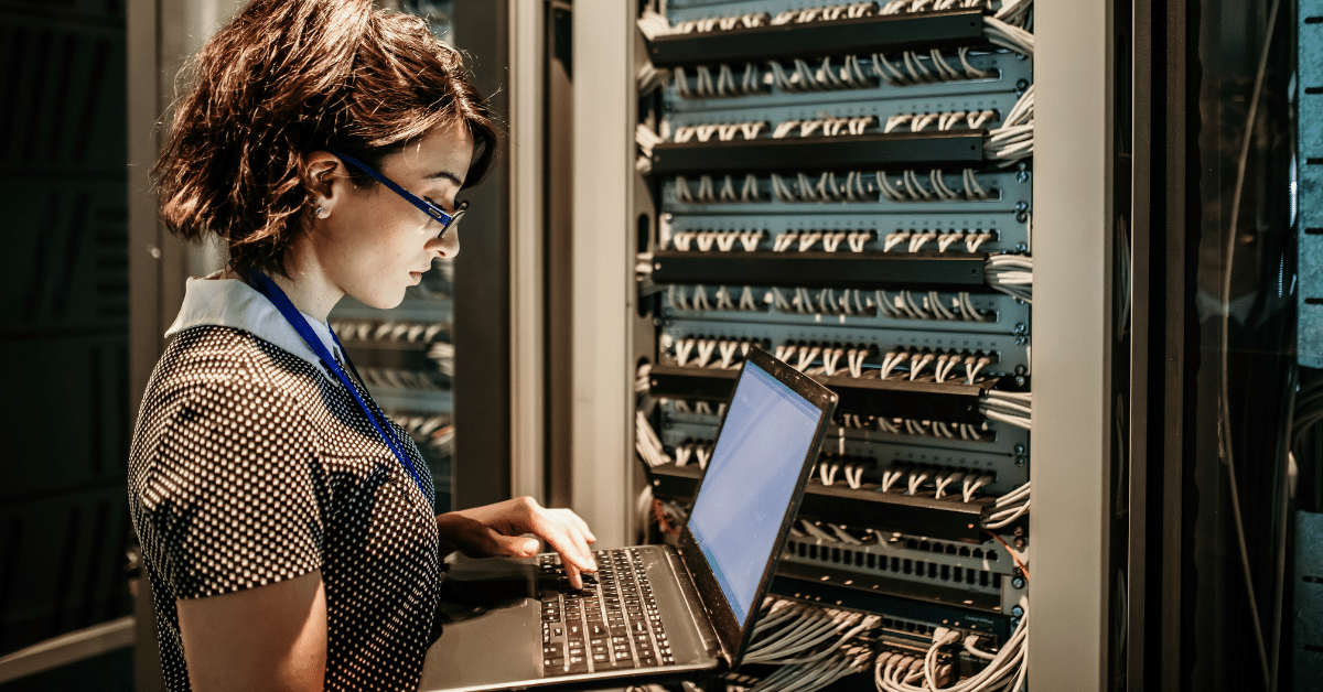 woman server room data protection