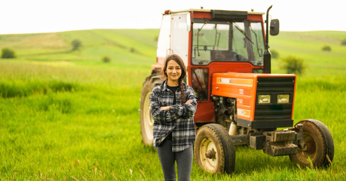 woman tractor