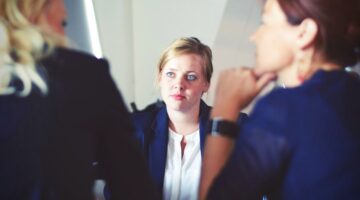 businesswomen meeting serious