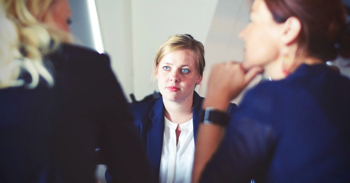 businesswomen meeting serious