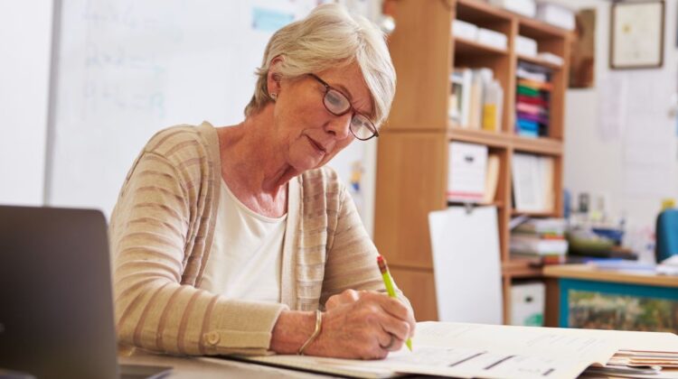 senior woman working