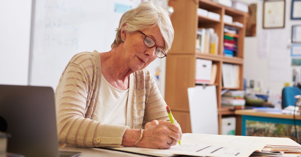senior woman working