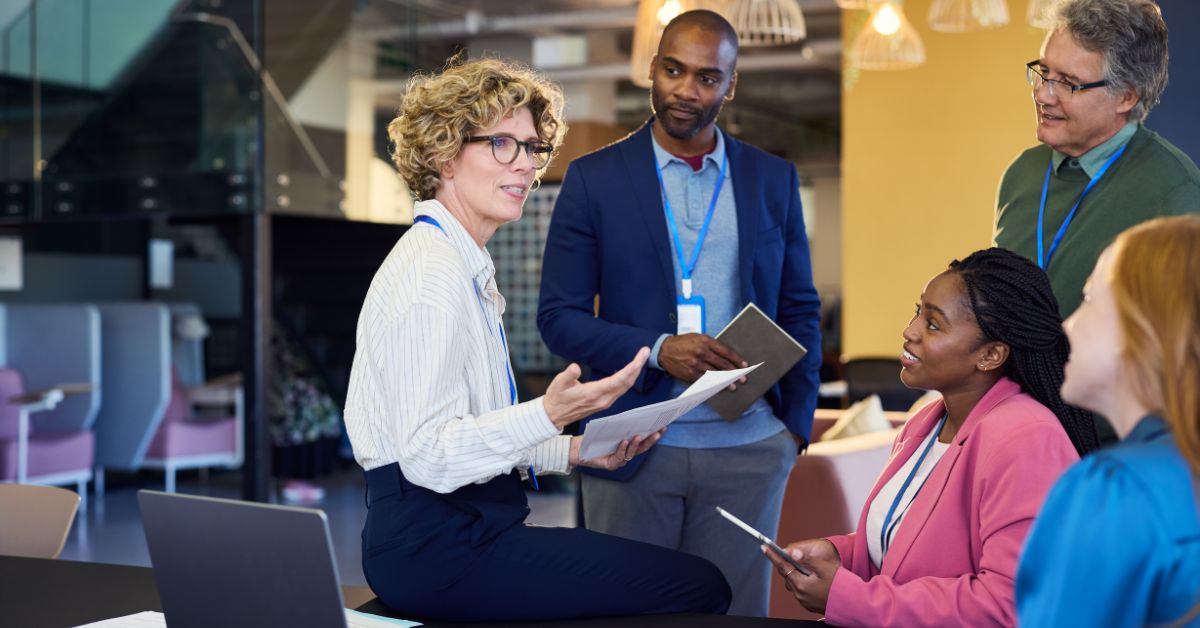 businesswoman meeting talking