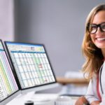 businesswoman spreadsheet