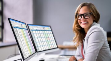 businesswoman spreadsheet
