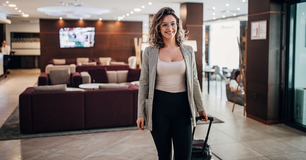 businesswoman hotel