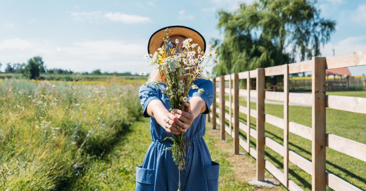 woman agritourism flowers