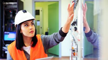 woman electrician working