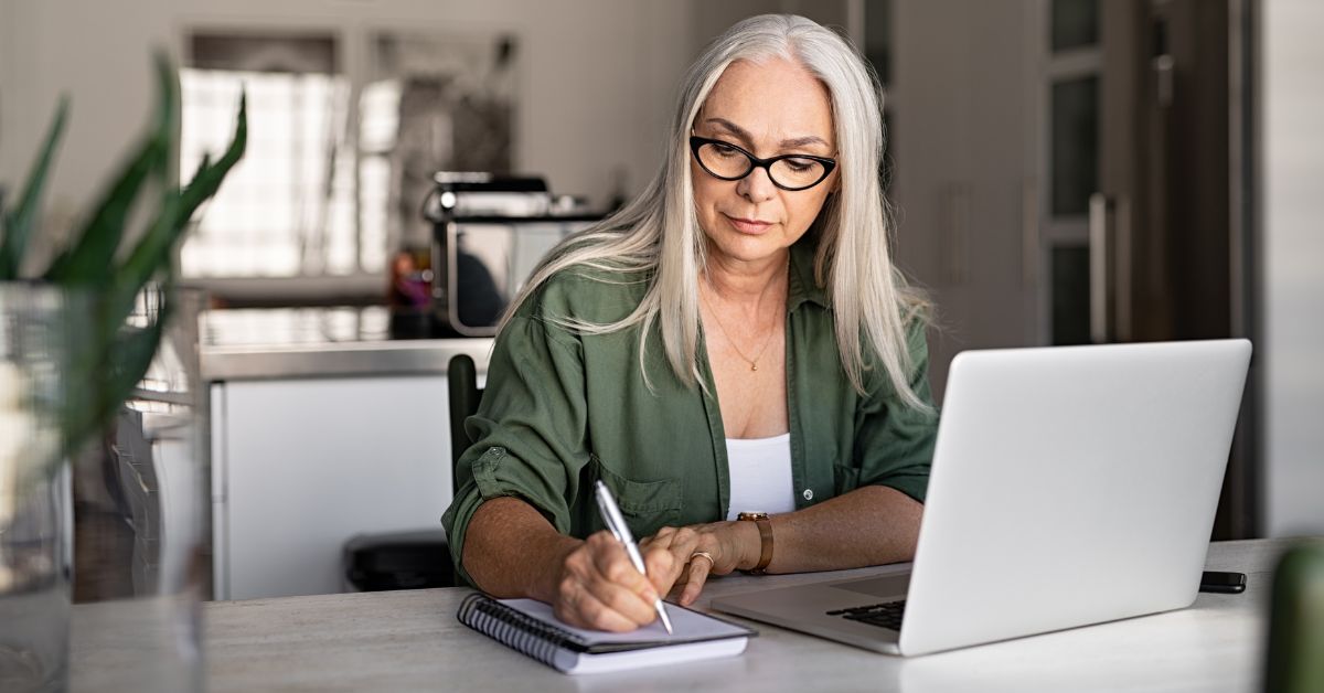 woman researching and comparing work from home remote online side hustles