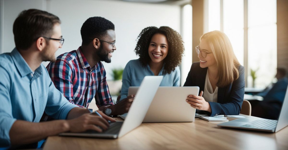Alt Text:
Women business owners collaborating to improve work performance