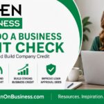 Woman at desk doing a business credit check online