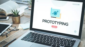laptop with prototyping on the screen
