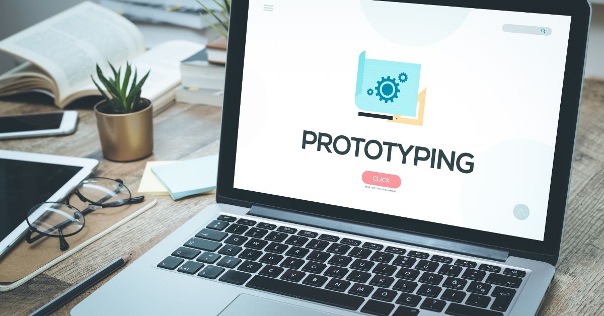 laptop with prototyping on the screen