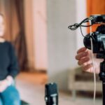 Businesswoman in a publicity video production