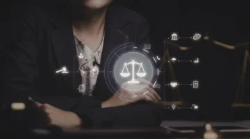 legal concept female lawyer with law icons