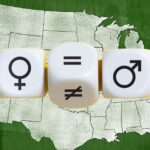 Diverse businesswomen with U.S. map illustrating workplace gender inequality in 2026.